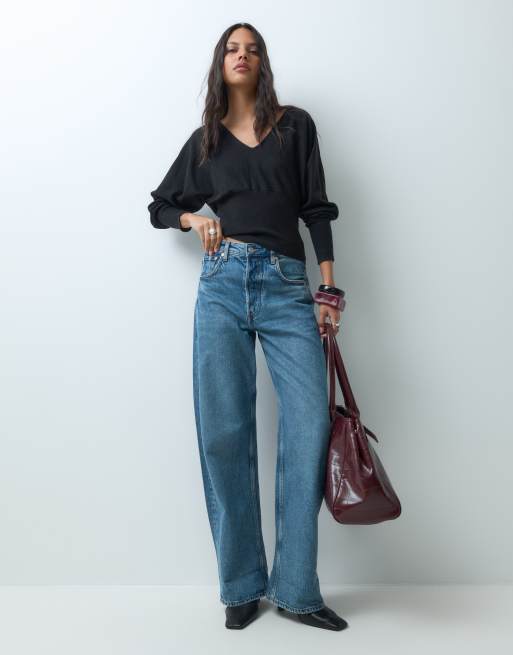 Cotton On everfine cinched v neck knit in black, 2 of 5