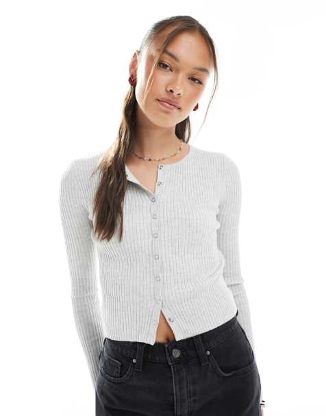 Cotton On everfine knit cardigan in grey marle