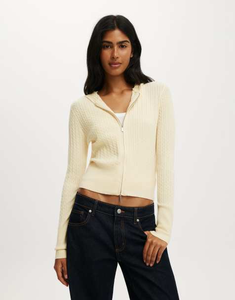 Cotton On Everfine hooded knit in beige - view 1