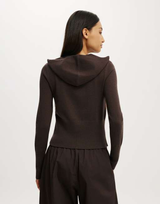 Cotton On Everfine hooded knit in dark oak argyle, 4 of 4