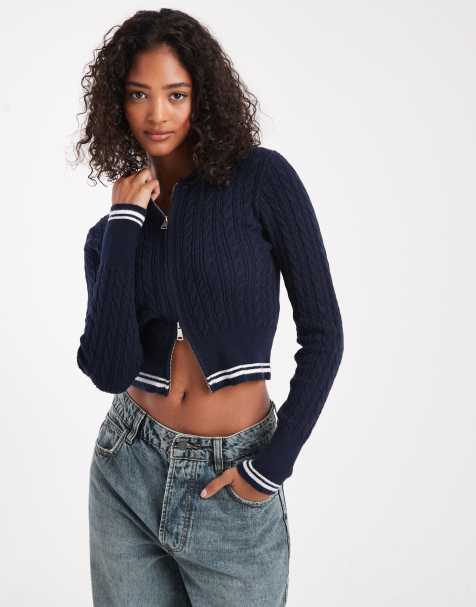 Cotton On - Everfine - Hoodie met dubbele rits in total eclipse met witte randjes - view 1