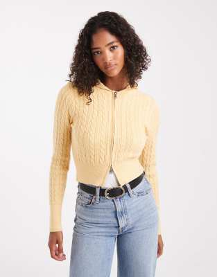 Cotton On - Everfine - Kapuzenpullover in Dijon-Gelb mit Zwei-Wege-Reißverschluss