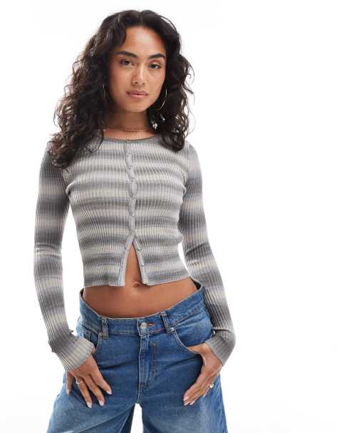 Cotton On everfine knit cardigan in gray space dye - view 1