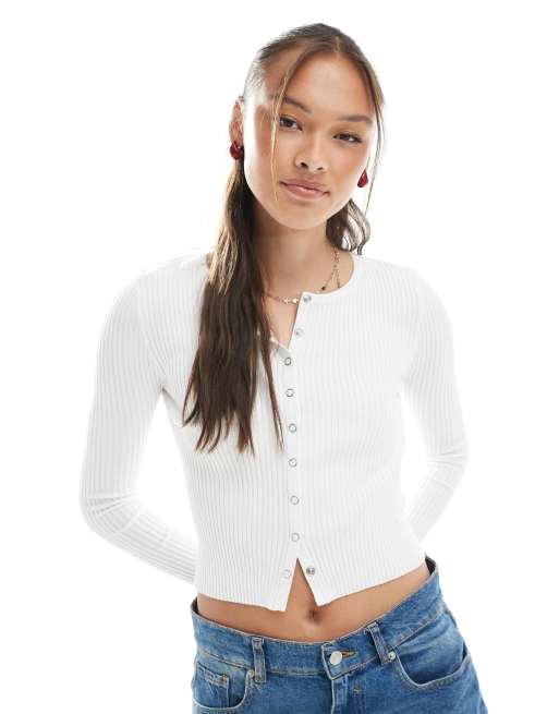 Cotton On everfine knit cardigan in white
