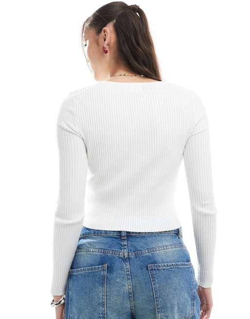 Cotton On everfine knit cardigan in white, 3 of 4
