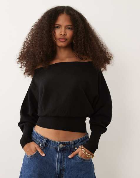 Cotton On everfine long sleeve batwing knit top in black - view 1