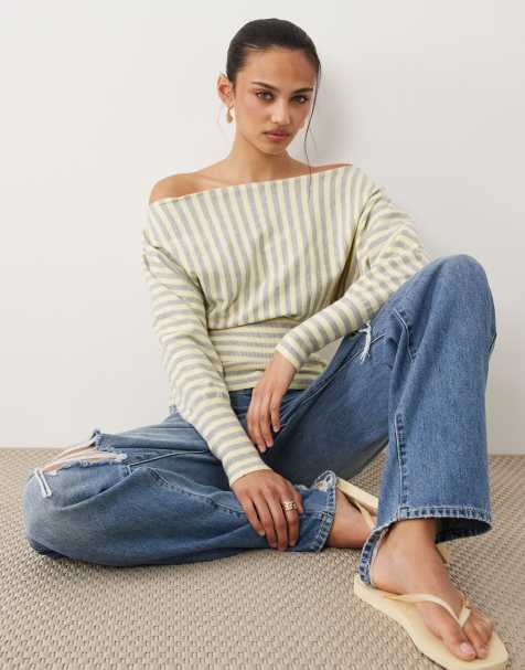 Cotton On Everfine long sleeve batwing knit top in butter grey marle - view 1