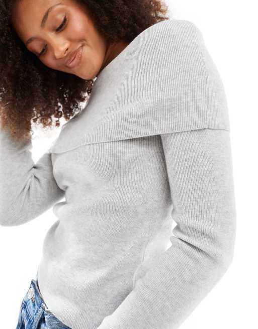 Cotton On - Everfine - Maglione grigio a coste taglio corto con spalle scoperte, 4 di 4