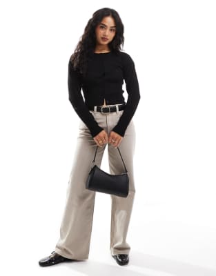 Cotton On everfine round neck cardigan in black - view 1