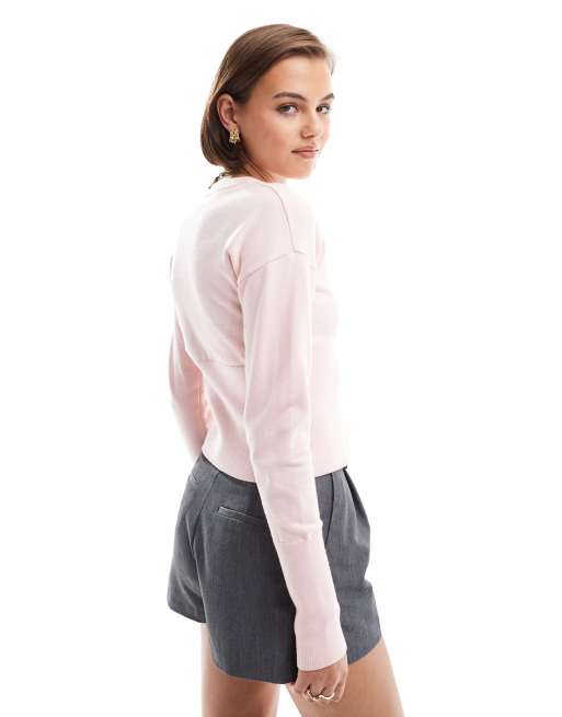 Cotton On everfine round neck cardigan in flossy pink knit, 4 of 4