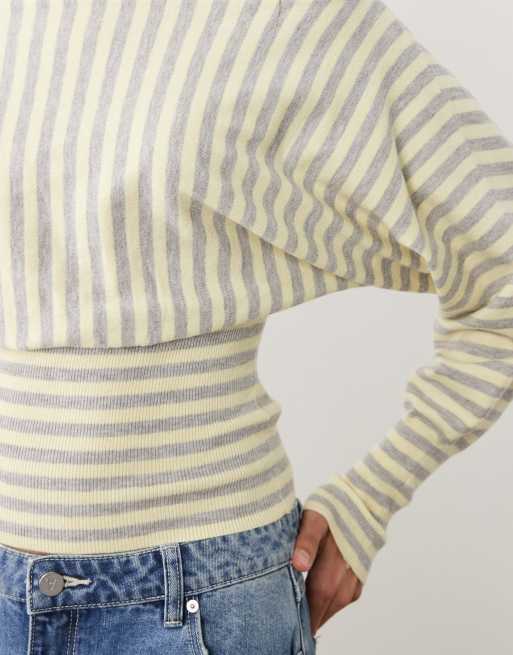 Cotton On – Everfine – Strickpullover in meliertem Buttergrau mit langen Fledermausärmeln, 3 von 4