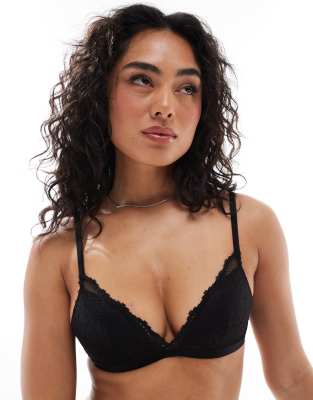 Cotton On - Everyday - BH ohne Bügel in Schwarz mit Spitze und eingearbeiteten Körbchen