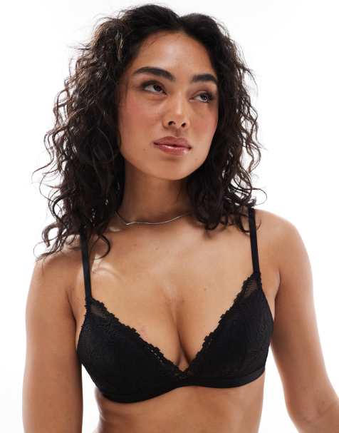 Cotton On – Everyday – BH ohne Bügel in Schwarz mit Spitze und eingearbeiteten Körbchen - view 1