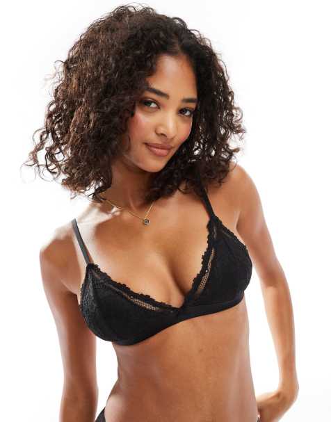 Cotton On - Everyday - Foret sort longline-bralette i blondestof - view 1