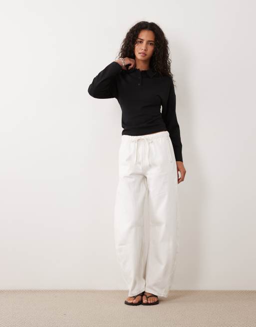 Cotton On everyday gladde polo met lange mouwen in zwart, 2 van 4