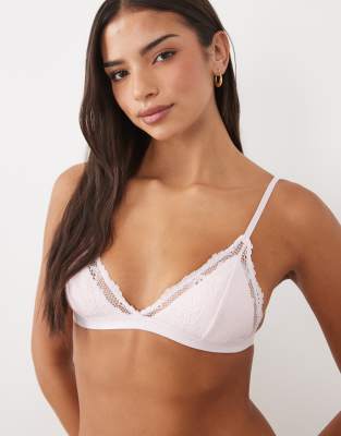 Cotton On Everyday Lace Padded Triangle Bralette In Pink