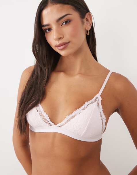 Cotton On everyday lace padded triangle bralette in pink - view 1