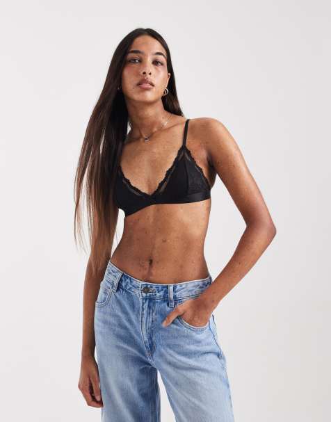 Cotton On - Everyday Lace - Pakke med 2 trekantsbraletter med polstring i sort og cremehvid - view 1