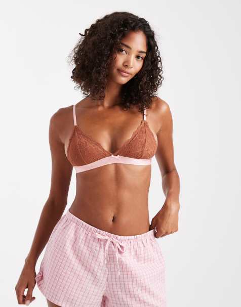 Cotton On everyday lace triangle padded bralette in caramel crush - view 1