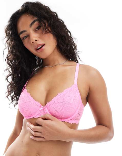 Cotton On everyday lace underwire bra in pink heaven - view 1