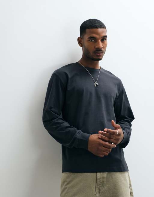 Cotton On everyday long sleeve t-shirt in washed black, 3 of 5