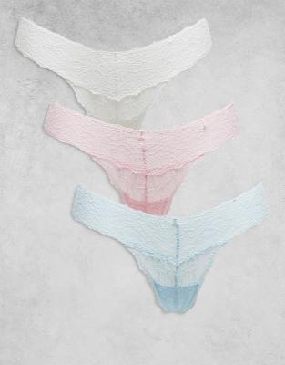 Cotton On - Everyday - Lot de 3 strings en dentelle-Multicolore