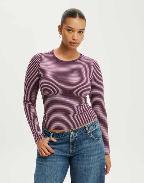 Cotton On Everyday smooth long sleeve in burgundy - view 1