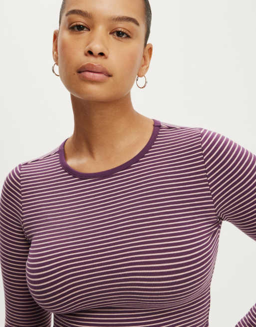 Cotton On Everyday smooth long sleeve in burgundy, 3 of 4
