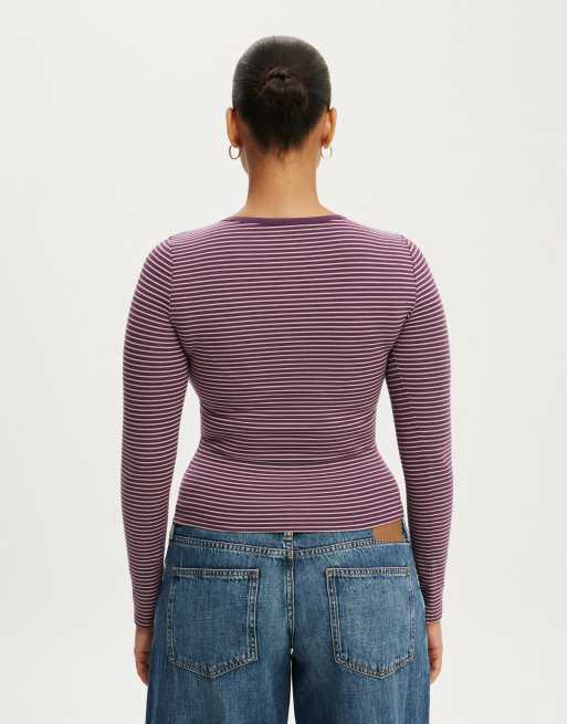 Cotton On Everyday smooth long sleeve in burgundy, 4 of 4