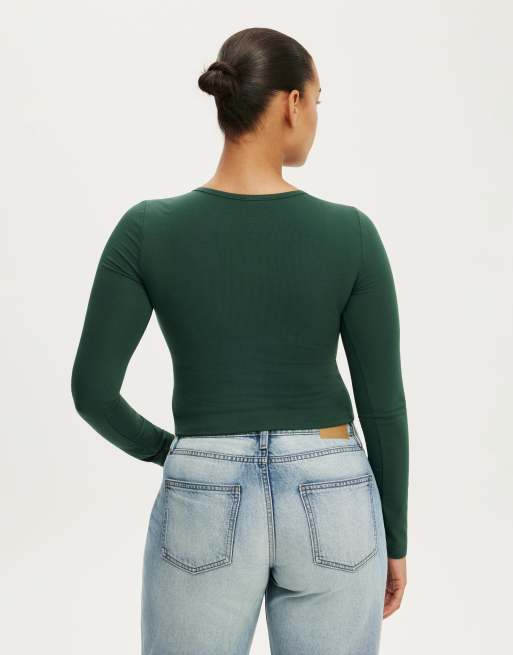 Cotton On Everyday smooth long sleeve in green, 4 of 4