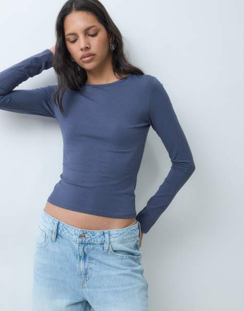 Cotton On everyday smooth long sleeve in navy - view 1