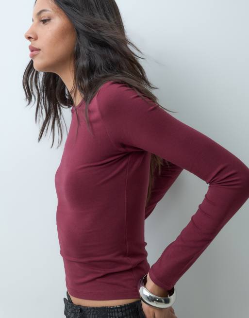 Cotton On everyday smooth long sleeve in sour cherry , 3 of 5