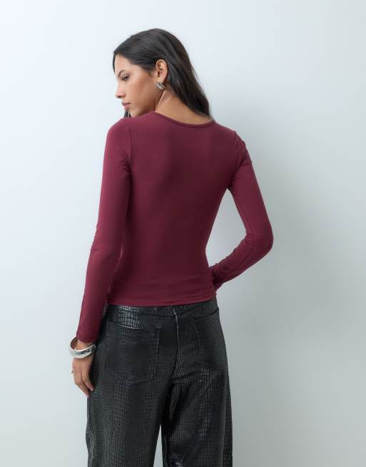 Cotton On everyday smooth long sleeve in sour cherry , 5 of 5