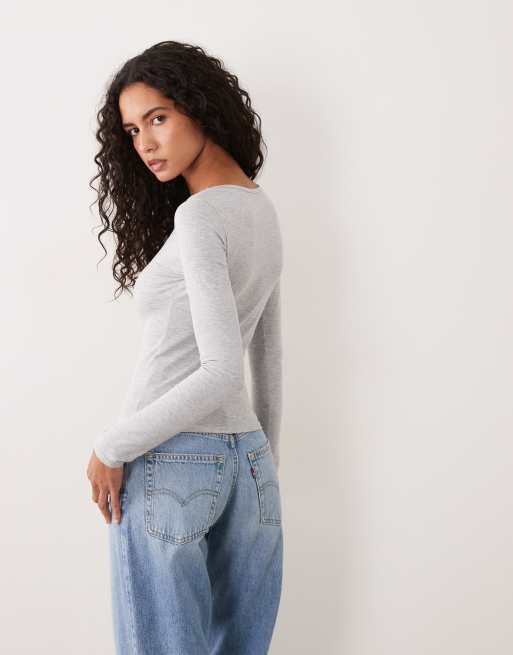 Cotton On everyday smooth long sleeve top in grey, 2 of 4