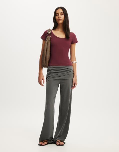 Cotton On Everyday smooth scoop neck tee in burgundy
