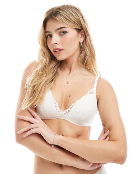 Cotton On - Everyday - Soutien-gorge sans armatures en dentelle avec bonnets fixes - Crème - view 1
