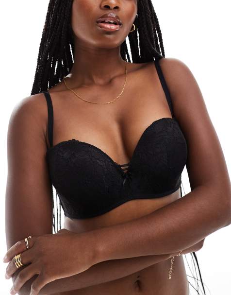 Cotton On - Everyday - Strapless kanten push-up bh in zwart - view 1