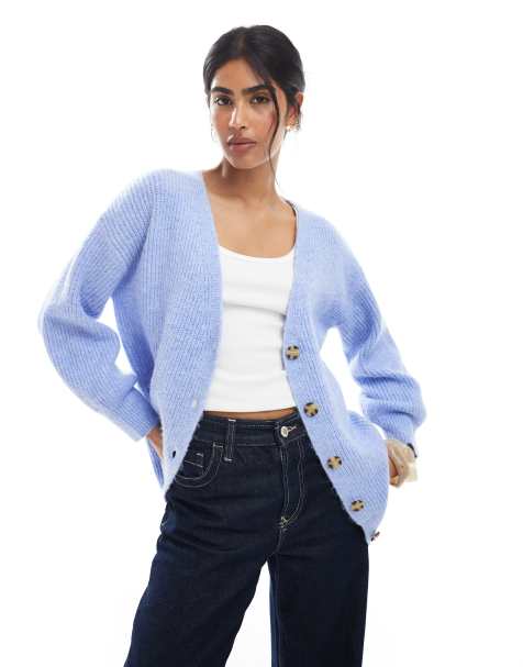 Cotton On everything luxe boxy cardigan in blue marle