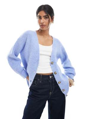 Cotton On - Everything Luxe - Kastige Strickjacke in Blau meliert