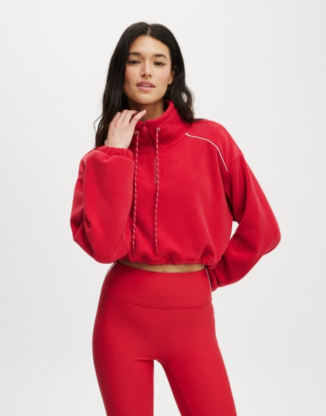 Cotton On Explorer polar fleece half zip jumper in red - view 1