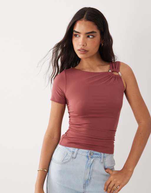 Cotton On eyelet off the shoulder sinched waist top in lagoon lullaby, 4 of 4