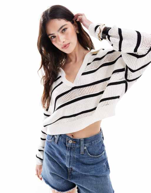 Cotton On - Fairway - Maglione traforato color latte di cocco 
