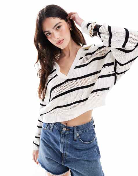 Cotton On – Fairway – Weitmaschiger Strickpullover in Kokosmilch-Weiß - view 1