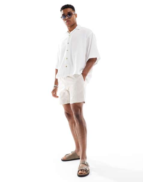 Cotton On textured short in natural weave