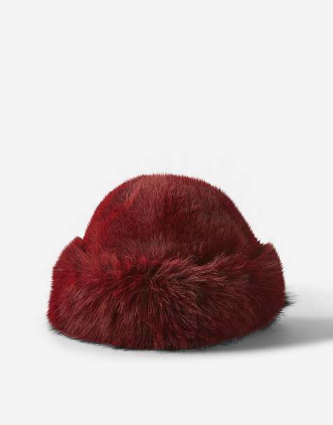 Cotton On Faux fur beanie in burgundy - view 1