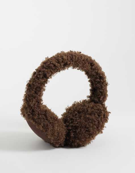 Cotton on faux fur polar ear muffs in brown - view 1