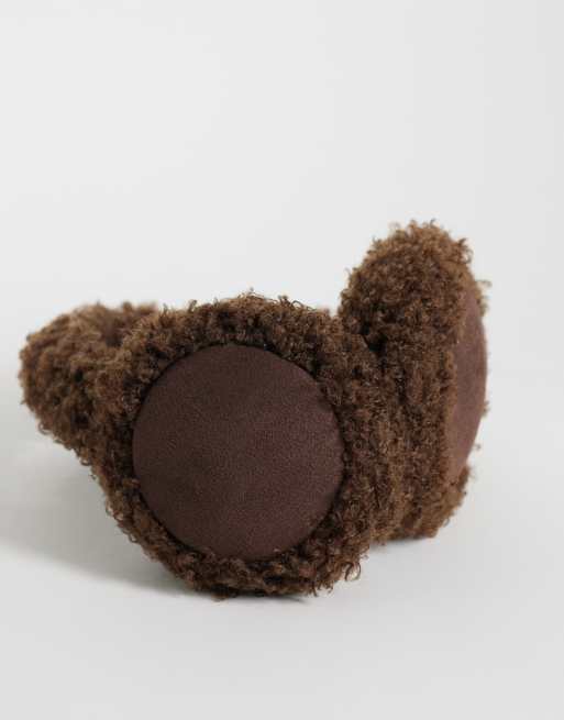 Cotton on faux fur polar ear muffs in brown, 3 of 3