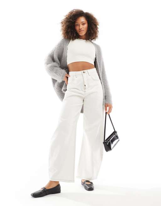 Cotton On faux hair longline cardigan in arctic grey, 4 of 4