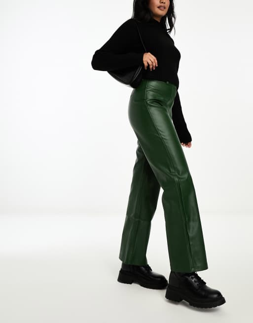 Cotton On faux leather straight pants in green