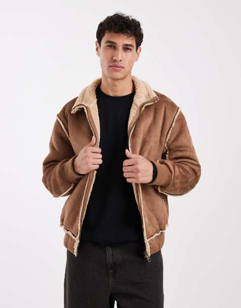 Cotton On faux shearling bomber jacket in tan - view 1